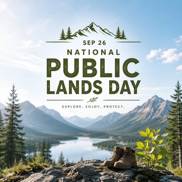National public lands day poster with mountain scenery