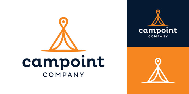 Tent Camping with Pin Point Maps Dimple Logo Design