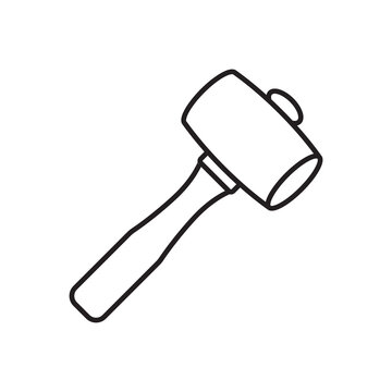 Minimalist line art icon of a leatherworking mallet for punching and stamping.