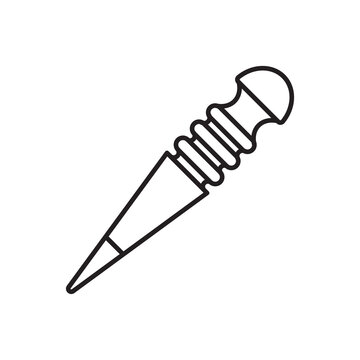 Minimalist line art icon of a wooden slicker used for burnishing leather edges. 
