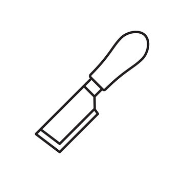 Minimalist line art icon of a straight-blade skiving knife used for thinning leather edges.