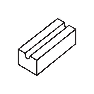 Minimalist line art icon of a beeswax block used for conditioning leather stitching thread.