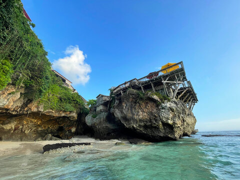 Suluban Beach cave cove with limestone cliffs, Bali, Indonesia