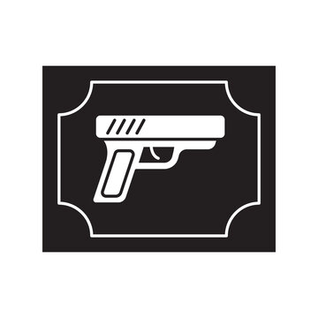 Firearm gun in evidence bag glyph icon