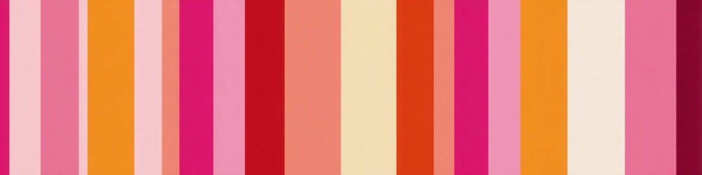 Colorful vertical striped illustration featuring alternating pink, magenta, orange, peach, and light cream stripes in a seamless repeating pattern for retro textile design