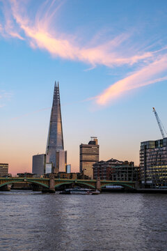 Evening twilight clip of London skyline with Shard