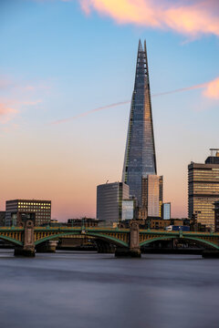 Evening twilight clip of London skyline with Shard