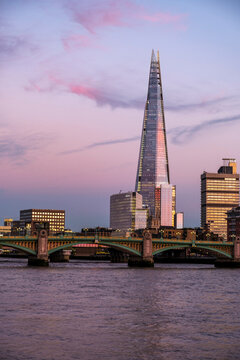 Evening twilight clip of London skyline with Shard