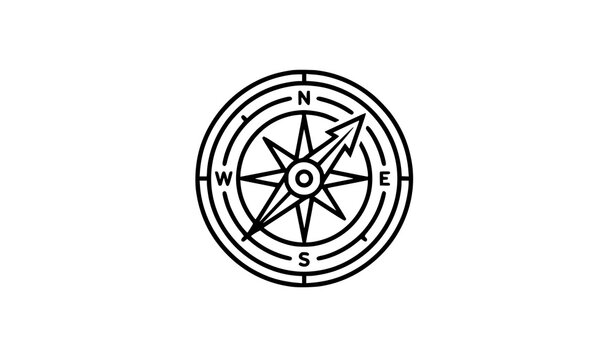 Mission & Goal Compass &ndash; Modern Outline Vector Symbol