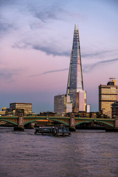 Evening twilight clip of London skyline with Shard