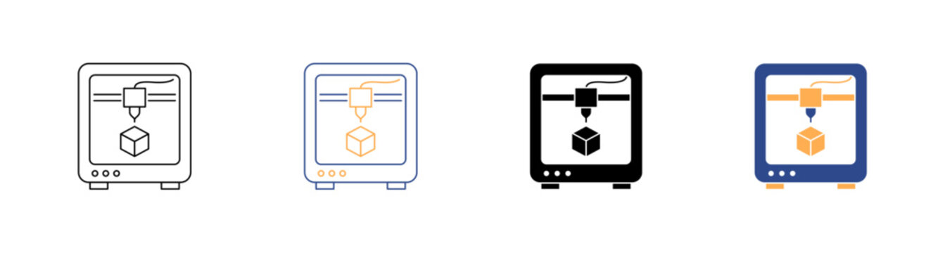 Rapid Prototyping and 3D Printing Product Vector Icon Pack Illustration