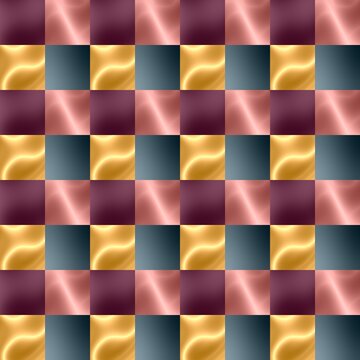 Colorful Geometric Seamless Checkerboard Pattern with Glowing Gradient Squares