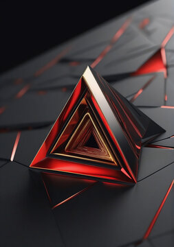 photography style abstract background featuring a realistic 3d triangle
