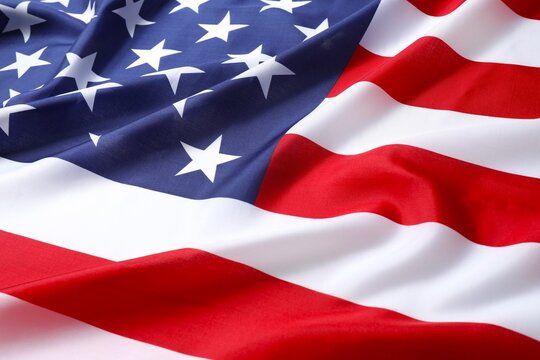 Top view of USA national flag. USA Memorial day, Presidents day, Veterans day, Labor day, or 4th of July celebration