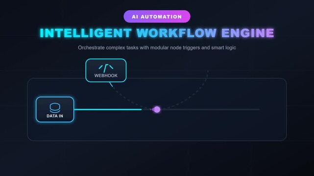 Modern AI Automation Interface Showing Intelligent Workflow Engine with Modular Node Data Processing