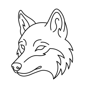 Line art illustration of a fox head