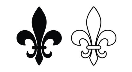 Fleur de lis silhouettes on a white background graphic design element © Munna