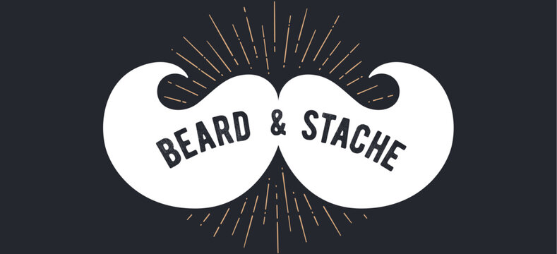 Black mustache. Silhouette Beard mustache sign art, retro mustache sign mark, vintage mustache sign badge, barber gentleman hipster graphic design element sticker artwork set. Vector Illustration