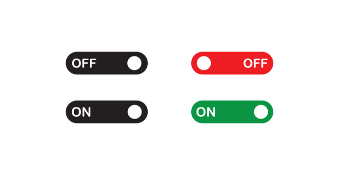 On and off button icon set in clean minimal vector style. Toggle switch symbol isolated on  white background. power switches and shutdown symbols. eps10
