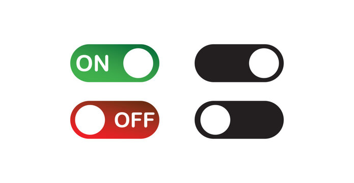 Toggle Switch Button UI Icon. Power on and off Control Symbols for Modern Interfaces. power switches and shutdown symbols isolated on white background. vector illustration.
