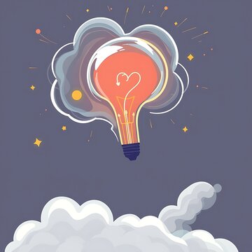 Creative Idea Light Bulb in Cloud.