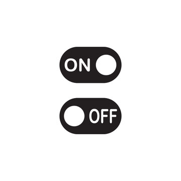 On and Off Toggle Switch Buttons. Power on and off button symbol in Clean Minimal design. Modern flat vector illustrations designed for UI, technology and digital interfaces.