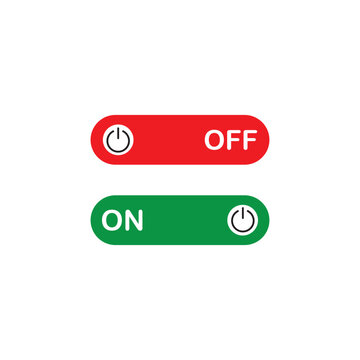 On and Off Toggle Switch Buttons. Power on and off button symbol in Clean Minimal design. Modern flat vector illustrations designed for UI, technology and digital interfaces.