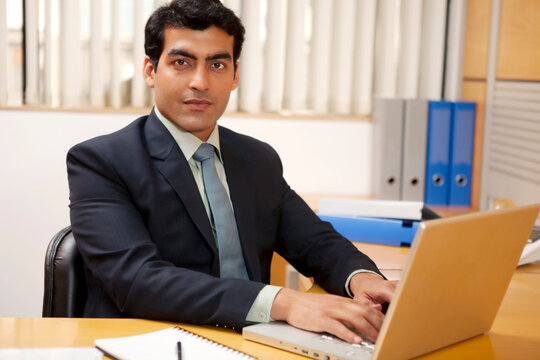 Businessman working on a laptop