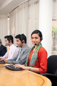 Portrait of a female call center agent
