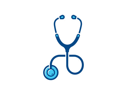Minimalist Blue Stethoscope Icon for Medical and Healthcare Concept