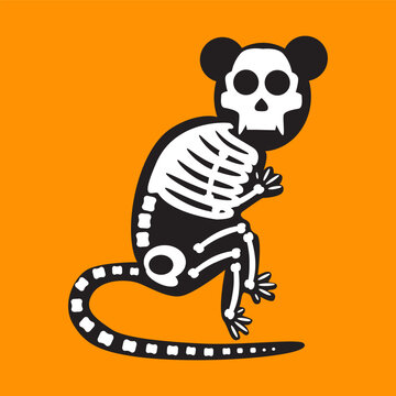 Skeleton monkey or lemur icon with Halloween spooky primate for horror decoration, haunted party invitation, sticker, apparel, seasonal branding, digital design, and printable projects. Isolated on or