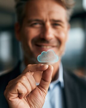 Businessman presenting a cloud computing icon
