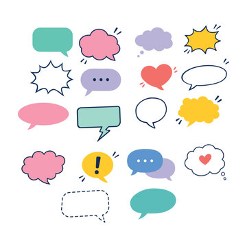 Colorful Speech Bubbles and Chat Icons Set