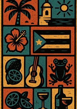 Vibrant Puerto Rican cultural icons