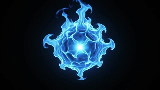 Abstract glowing blue energy orb with swirling plasma fire effects.