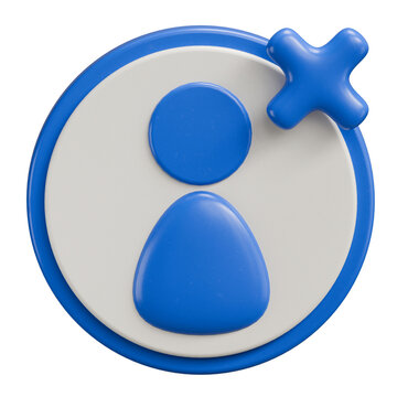3D Blue Remove User Profile Icon on White Background