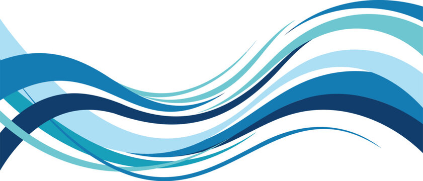 Abstract flowing blue waves with gradient ribbons for professional web backgrounds and graphic design.