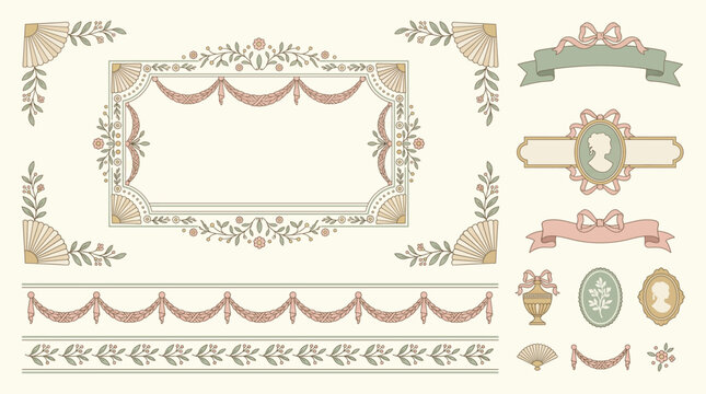 Regency Jane Austen Frame Border Ornamental Decorative Set
