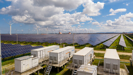 Hybrid Renewable Energy Farm With Wind, Solar And Storage © Xianshu