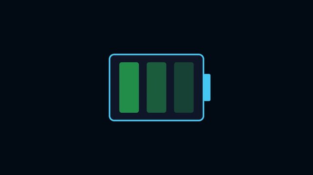 Animated battery charging loop: digital power level indicator for ui animation 4k energy