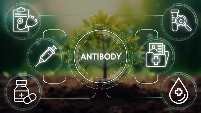 Animated Antibody Production and Immune Response, Antibody Healthcare and Medical Research Diagram, Understanding Antibodies: Immunity and Disease Defense.