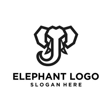 Creative Elephant Logo Design with Letter J.