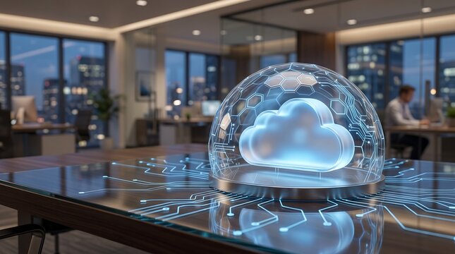 Cyber security cloud computing protection system operating in modern corporate office