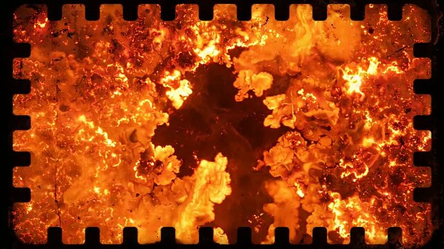 画面端から侵食するように広がる焦げ跡のフィルムバーン