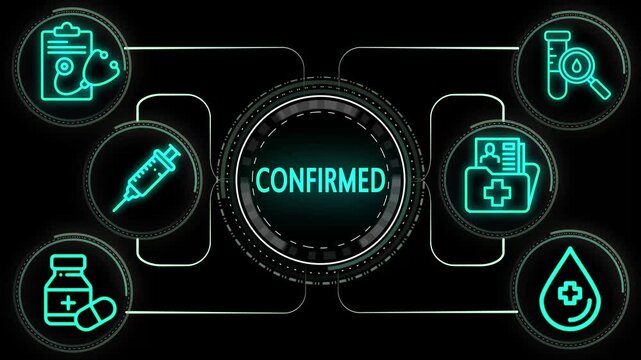 Confirmed Case Infographic, Medical Test Results - Confirmed Diagnosis, Animated Medical Confirmed, Pandemic, Confirmed, Virus, Medical, Healthcare, Diagnosis, Treatment, Data, Animation