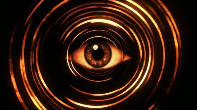 瞳の周囲を高速で周回するフィルムバーンの光