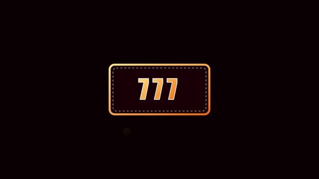 Lucky 777 jackpot slot machine symbol animation with golden glowing effect 4k