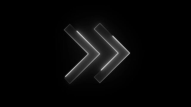 Neon coloring arrow icon animation.on black background
