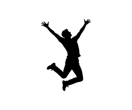 Silhouette of a man jumping vector silhouette on transparent background.

