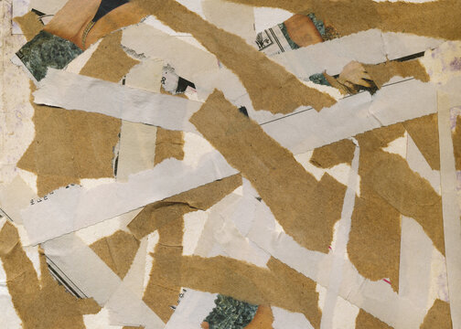 Abstract collage of vintage paper and mixed materials background. 